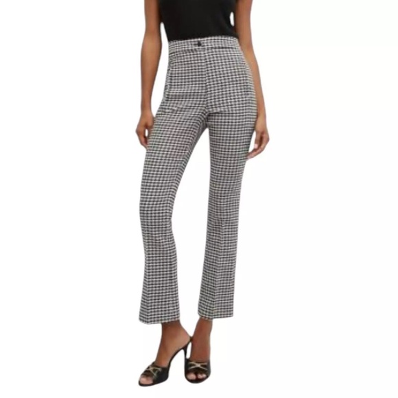 Veronica Beard Arte Houndstooth Pants 2 womens slacks business casual ankle slit - Picture 2 of 14